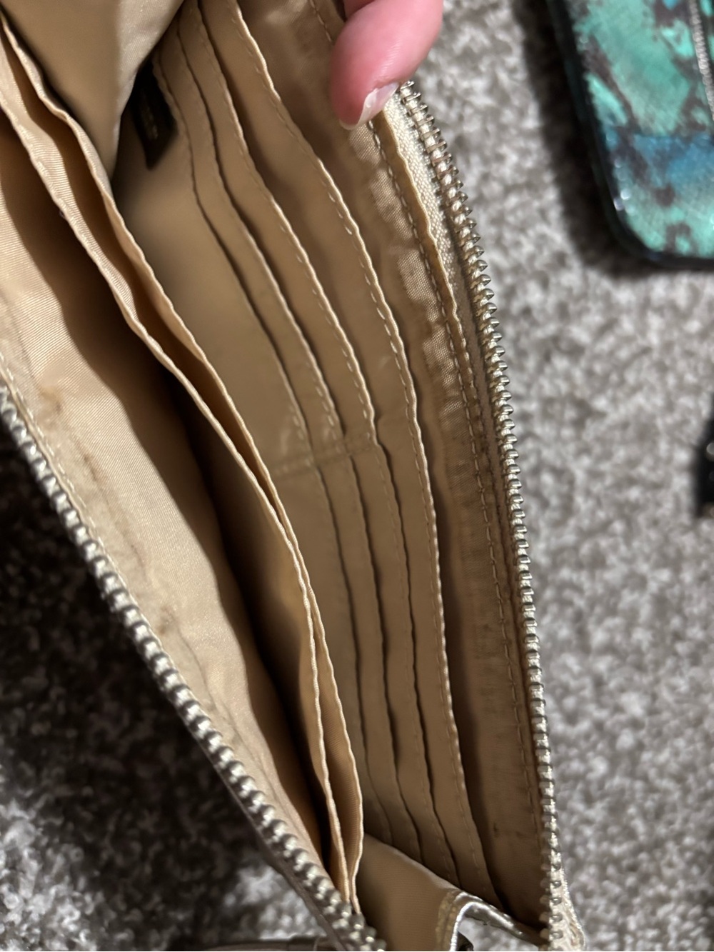 Coach Metallic Silver Leather Wristlet Clutch - Picture 3 of 3